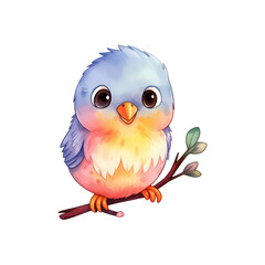 Orange and blue birds on branches with green leaves, vibrant and natural, suitable for nature themed designs, wildlife publications. Generative AI