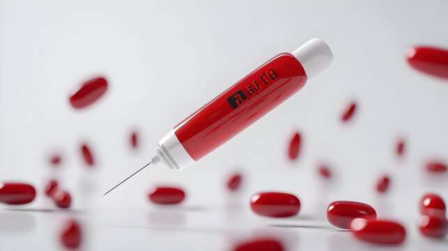 3D Floating Blood Glucose Meter and Lancet Isolated on White Background | Diabetes Monitoring Concept for World Diabetes Day