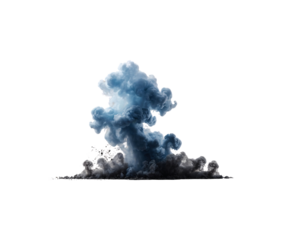 Blue and grey smoke isolated on white background