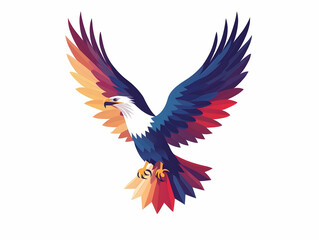 Obraz premium Flat American Eagle and Star Abstract Vector with 'Land of the Free' Text - A Symbolic Representation of Freedom and Patriotism