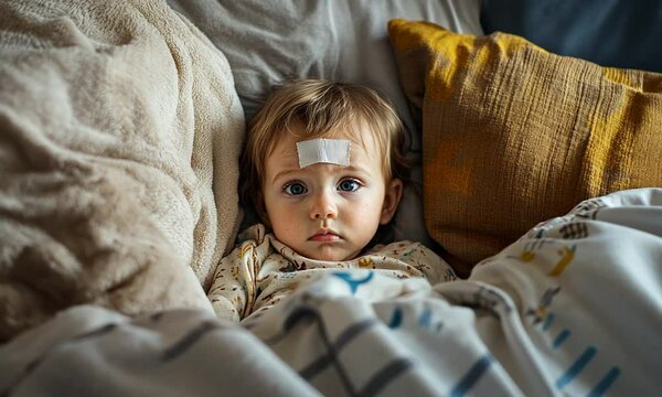 Sick Baby in Bed