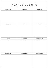 Elegant Yearly Events Calendar Planner ,