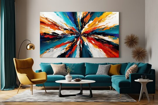 Eclectic and Eye-Catching Dynamic Abstract Composition for Trendy Living Spaces