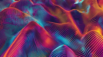 Abstract Wavy Pattern with Vibrant Neon Lines