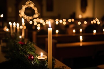A Christmas Eve candlelight church service. 