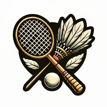 recommend clip art: Clipart badminton bat and shuttlecock  vector art with white background