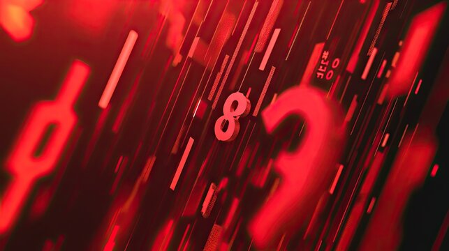 Abstract digital numbers cascading in vibrant red tones, creating a dynamic and energetic visual effect.