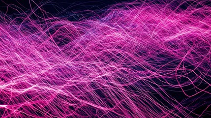 Obraz premium Abstract Background of Intertwined Pink and White Lines on a Black Background