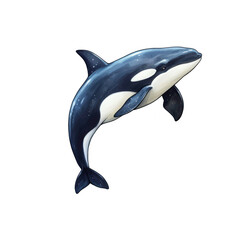 Obraz premium Watercolor dolphin leaping is perfect for marine themed designs, children's illustrations, and wildlife conservation projects. Generative AI