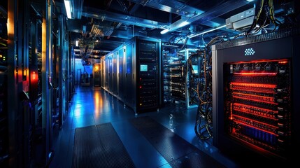 Fototapeta premium Modern Data Center with Panoramic View