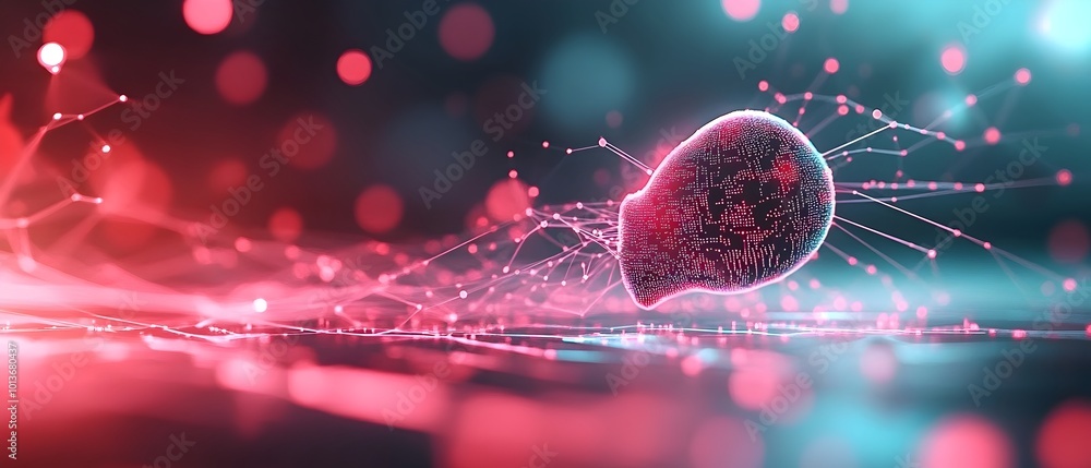 Poster captivating abstract digital background featuring a complex data visualization landscape with interc