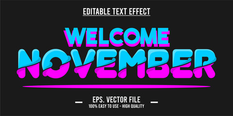 November word art illustration, editable text effect