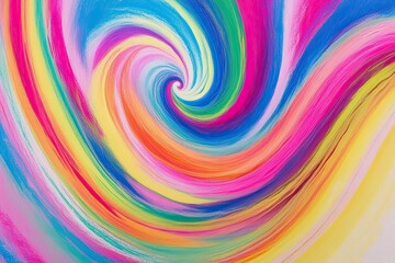 Obraz premium Macro Shot of Vibrant Swirling Abstract Pastel Painting with Soft Brush Techniques and Layered Effects on Canvas