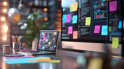 Vibrant Digital Workspace Featuring AI Assistant