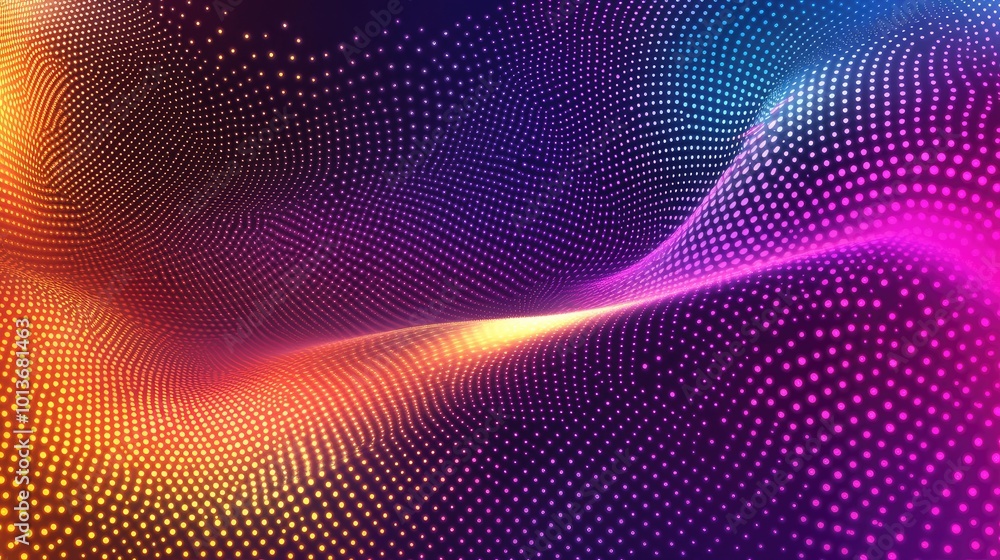 Wall mural colorful abstract wave pattern with vibrant dots, creating a dynamic and energetic visual.