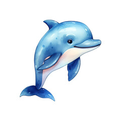 Obraz premium blue dolphin jumping, suitable for marine themed designs, posters, and educational materials. Generative AI