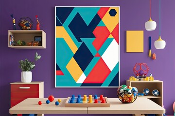 Vibrant Geometric Vector Art Poster for a Playful Game Room D�cor
