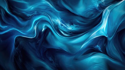 Obraz premium An abstract wave of deep blue hues, creating a tranquil yet dynamic ocean-like feel.