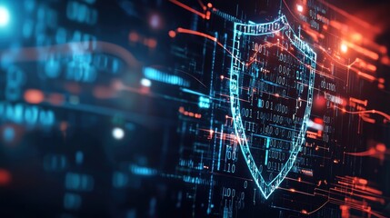 Digital Shield Concept with Binary Code Elements