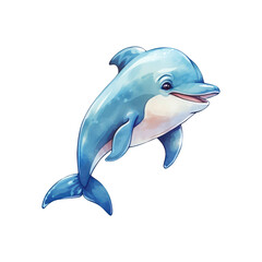 Obraz premium blue dolphin jumping, suitable for marine themed designs, posters, and educational materials. Generative AI