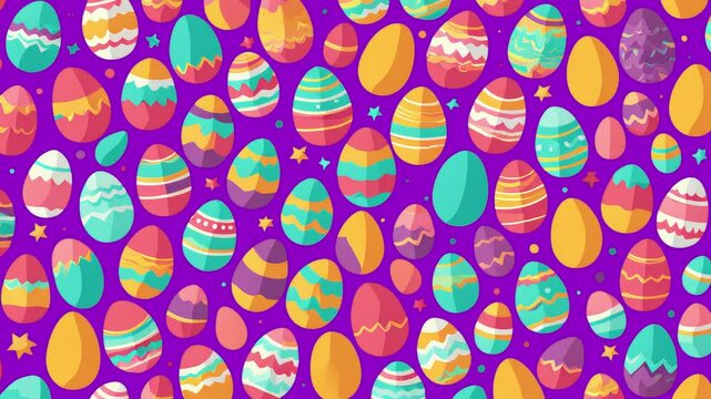 Stop-motion animation, background with Easter eggs, abstract cartoon fun background