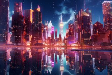 Obraz premium Skyscrapers, Architecture, Future, Future Cities, Cities, Development, Skylines Future City 