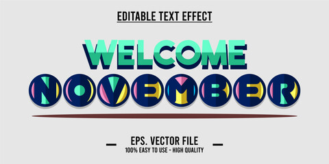 Fototapeta premium November word art illustration, editable text effect