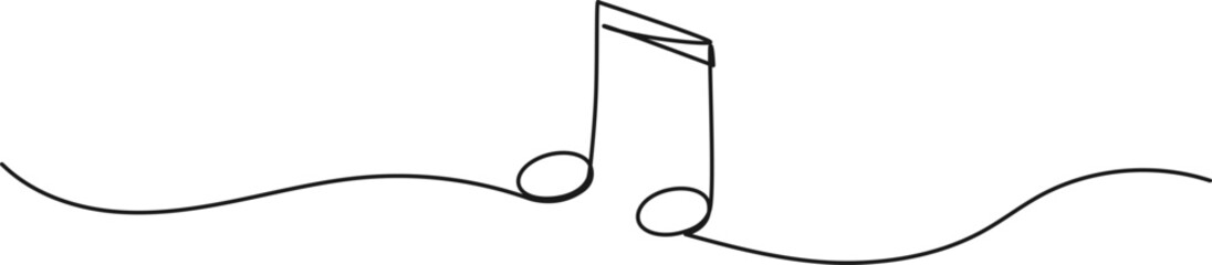 Fototapeta na wymiar continuous single line drawing of musical notes, line art vector illustration