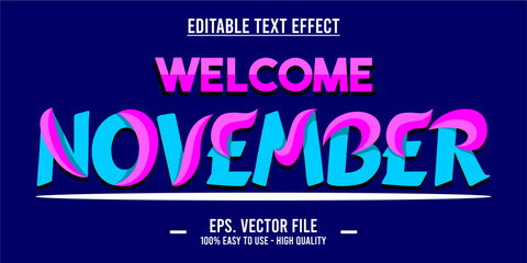 Fototapeta premium November word art illustration, editable text effect