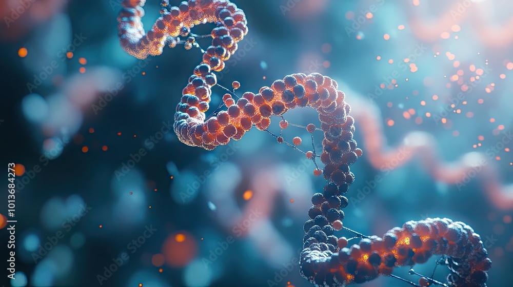 Aufkleber abstract representation of a dna strand with vibrant colors and a glowing effect, symbolizing geneti