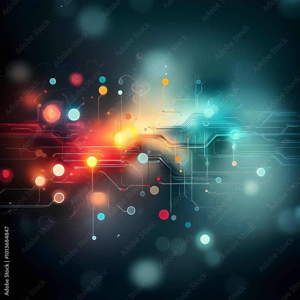 Poster interlocking polygon shapes and luminous lines captivating digital composition evoking futuristic co