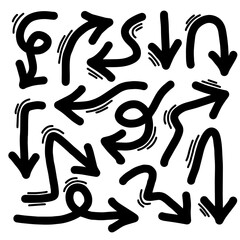 hand drawn arrows in various directions and styles on white background.