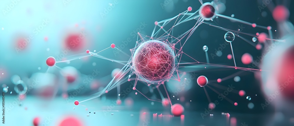 Poster futuristic digital data visualization background featuring a complex array of connecting lines geome