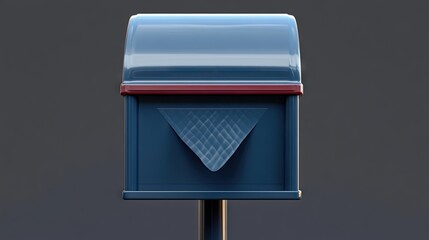 A blue mail box with a glossy finish set against a dark background, evoking a sense of nostalgia and tradition.