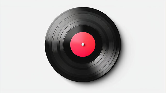 disc isolated on white, beautiful LP record, top-down view, white background, lovely LP design