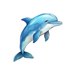 Fototapeta premium blue dolphin jumping, suitable for marine themed designs, posters, and educational materials. Generative AI