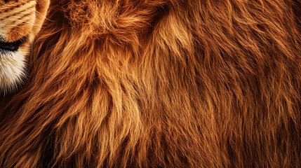 Fototapeta premium Close up of lion fur texture showcasing rich colors and softness