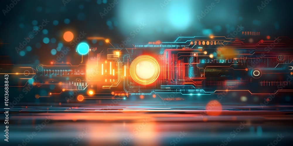 Poster captivating abstract digital background featuring intricate fractal like circuitry patterns luminesc