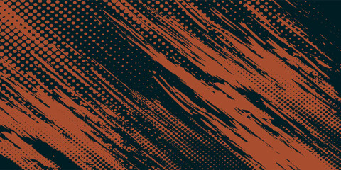 Abstract Black and Yellow Dirty Grunge Background with Halftone Effect. Sports Background with Brush Stroke Illustration