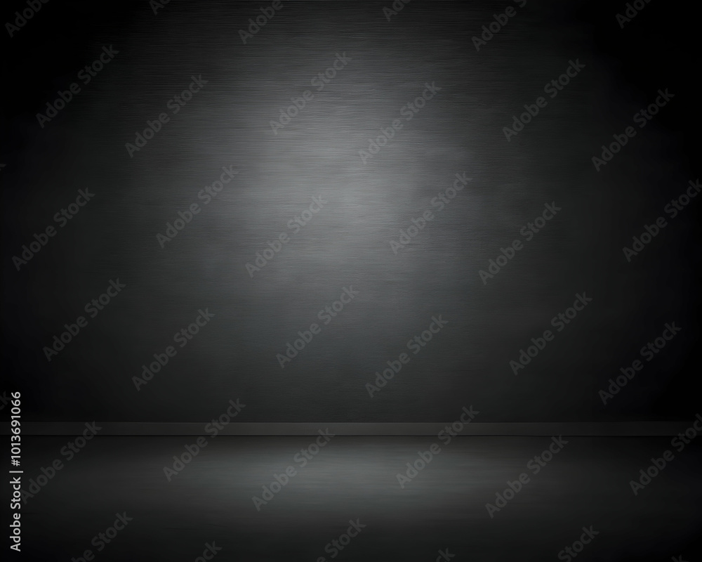 Poster dark studio backdrop: a sleek and minimalist black backdrop with a subtle spotlight, perfect for sho
