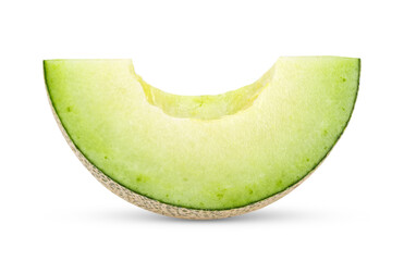 slice of green cantaloupe melon isolated on transparent png