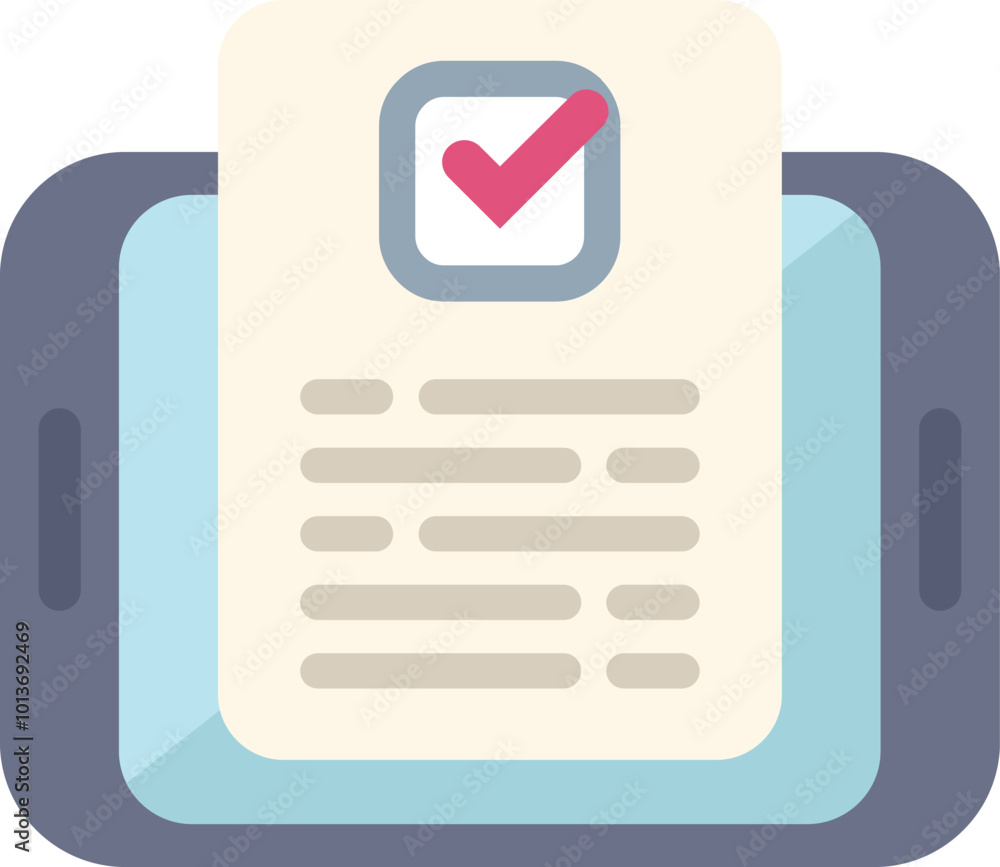 Poster smartphone is showing a completed checklist on screen, symbolizing task management and productivity