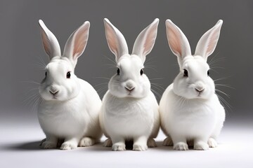 Obraz premium Elegant White Bunny Watercolour Portraits on Clean White Background