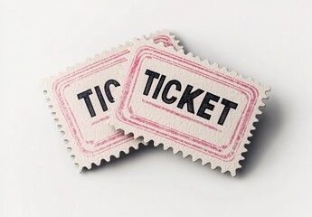 Two white raffle tickets labeled "TICKET" for upcoming drawing event