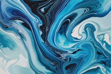 Obraz premium Abstract Blue Watercolor Background with Fluid Marbled Texture