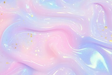 Vibrant holographic texture with golden highlights on pastel background