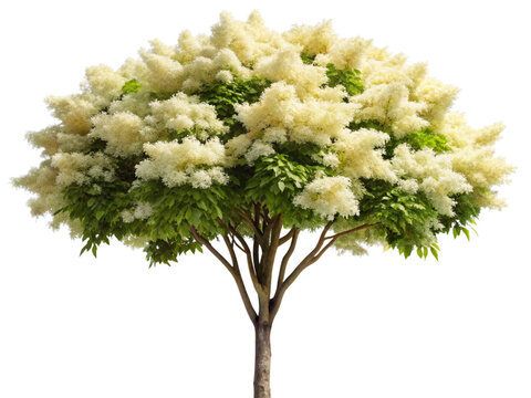Ornamental tree Ivory silk Japanese lilac isolated on transparent background