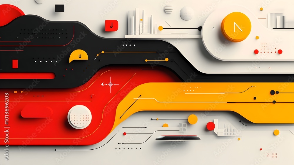 Poster sleek cyberpunk inspired abstract digital design evoking the fluidity and interconnectivity of a sma