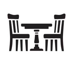 Table and chairs silhouette vector illustration art 