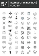 Internet Of Things icons  (IOT) Pack . Thin line Collection Smart Technology icons set vector
